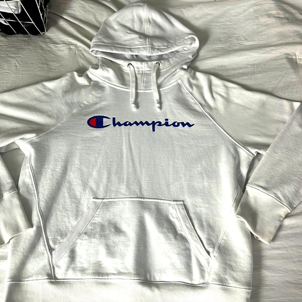 NEVER WORN! White Champion Pull Over Hoodie, S